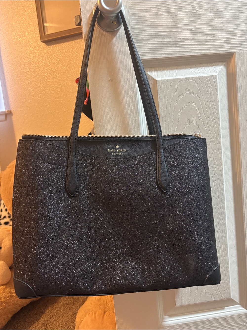 kate spade Black Glitter Tote with Dual Straps - Picture 1 of 2